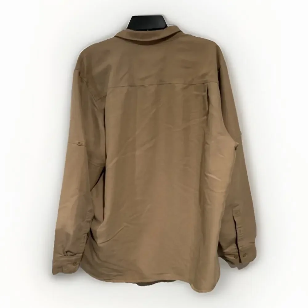 The North Face Shirt Mens XL Khaki Hiking Performance Outdoor Zip Pocket